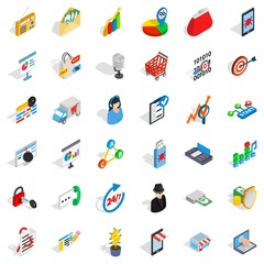 All day business icons set, isometric style