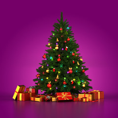 Fototapeta na wymiar 3d Rendering decorated Christmas tree