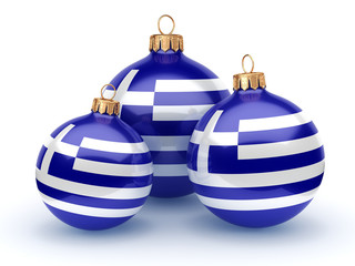3D rendering Christmas ball with the flag of Greece