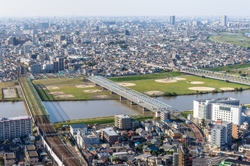 千葉県から見る江戸川と東京の都市風景４