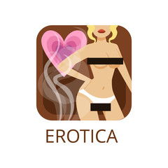 Erotica cinema genre, symbol for cinema or channel, cinematography, movie production vector Illustration