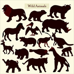 Collection of different animal silhouettes