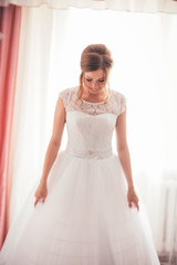 Fototapeta premium portrait of a young bride on a light background