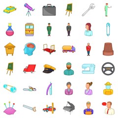 Recruiting icons set, cartoon style