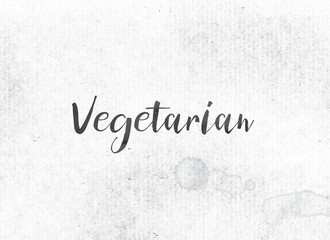 Vegetarian Concept Painted Ink Word and Theme