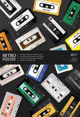 Vintage Retro Cassette Tape Poster Design Template Vector Illustration