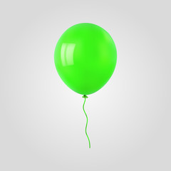 Green flying helium balloon. For decoration party, birthday, new year and celebrations. Realistic style isolated on white background. 3d. Stock - Vector illustration for your design and business