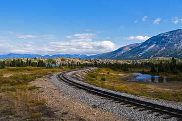 Fototapeta na wymiar Rail road on Alaska