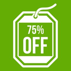 Sale tag 75 percent off icon green