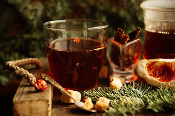 hot lemon honey tea warming drink scarf cozy autumn leaves