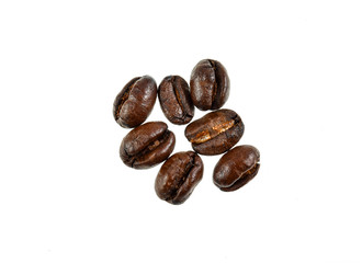 Coffee beans on white background