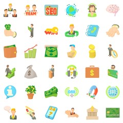 Working icons set, cartoon style