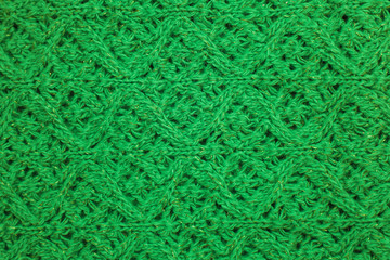 Green abstract texture, background. Green knitted texture for de