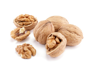 Walnuts peeled isolated on white background