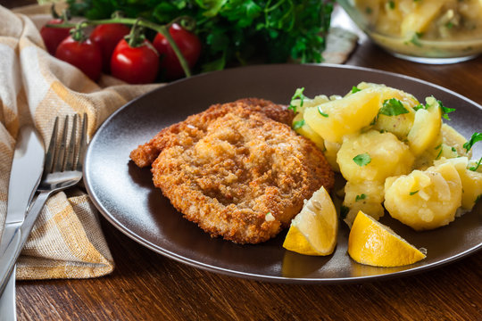 Homemade breaded viennese schnitzel