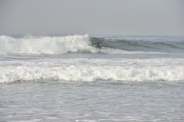 Surfing at Venice beach in California
