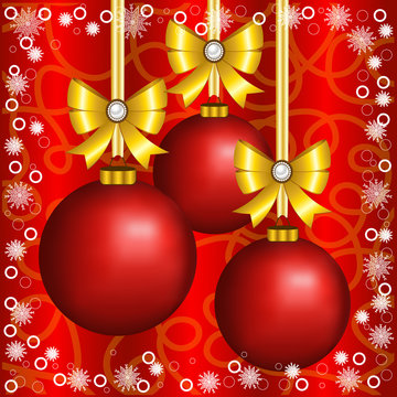Christmas red balls with bows.