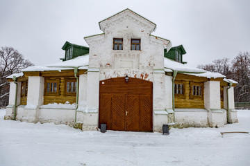 MOSCOW REGION, RUSSIA - DECEMBER 9, 2017: Architecture of the winter historical Manor Serednikovo. Built in the 18th century
