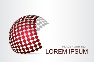 Logo stylized spherical surface with abstract shapes