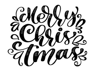 text Merry Christmas hand written calligraphy lettering. handmade vector illustration. Fun brush ink typography for photo overlays, t-shirt print, flyer, poster design