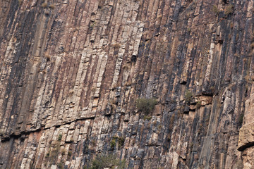 Columnar basalt in a rock wall