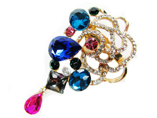 jewelry with bright crystals brooch luxury fashion - obrazy, fototapety, plakaty