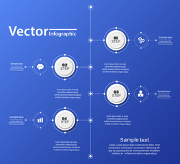  Vector infographics with circles and icons on blue backgraund. Can be used for workflow layout, diagram, business step options, banner, web design.  Eps 10