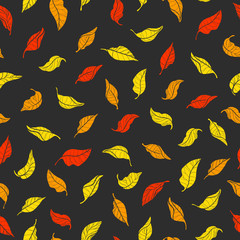Colorful leaves. Seamless pattern with vector shape