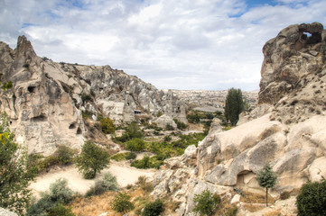 Inside the red and rose valley in Cappadocia in Turkey
