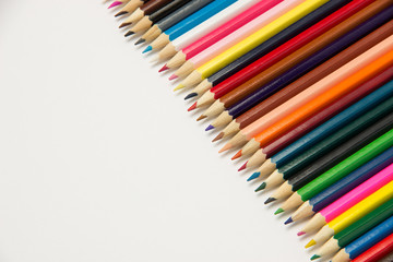 Group of pencils for students on a white background