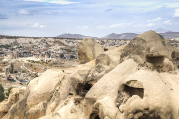 Inside the red and rose valley in Cappadocia in Turkey
