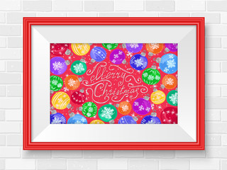 Christmas balls new year watercolor poster red