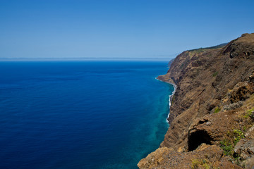 Fototapeta na wymiar Panorama view top of mountain cliff Madeira, Portugal - beach