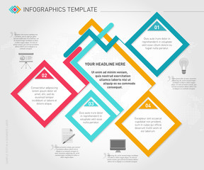 Infographic template with frames, icons and sample text