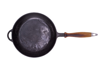old black round cast-iron frying pa