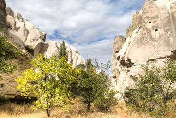 Inside the red and rose valley in Cappadocia in Turkey
