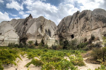 Inside the red and rose valley in Cappadocia in Turkey
