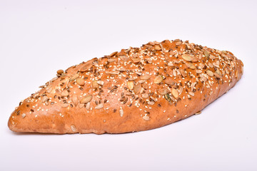 A loaf of bread with grains..