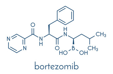 Bortezomib cancer drug (proteasome inhibitor) molecule. Skeletal formula.