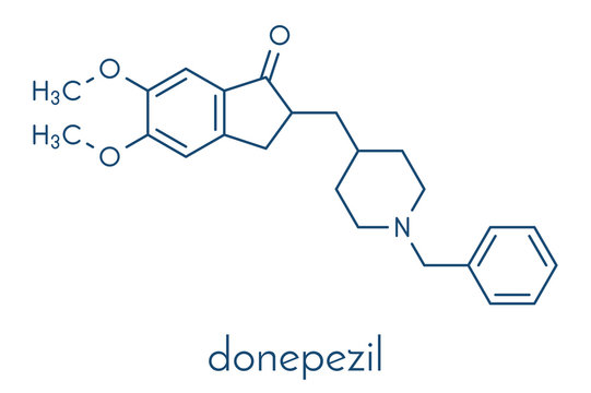 Donepezil Alzheimer's disease drug molecule. Skeletal formula.