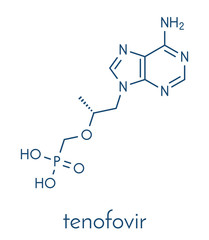 Tenofovir HIV drug molecule. Skeletal formula.
