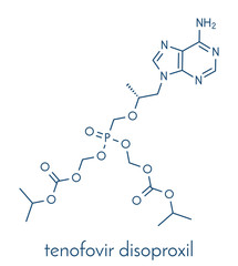 Tenofovir disoproxil HIV drug molecule. Skeletal formula.