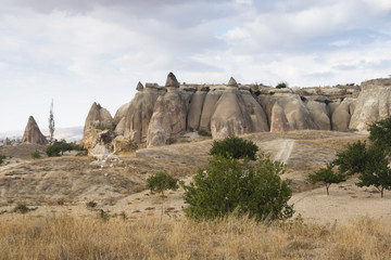 Inside the red and rose valley in Cappadocia in Turkey
