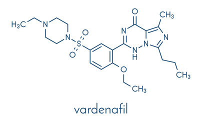 Vardenafil erectile dysfunction drug molecule. Skeletal formula.