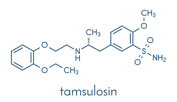 Tamsulosin benign prostatic hyperplasia (BPH) drug molecule. Skeletal formula.