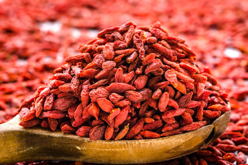 Dried goji berry, dry fruit of red berries, chinese medicine, healthy food and full of vitamin...