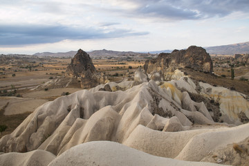 Fototapeta na wymiar View over the red and rose valley in Cappadocia in Turkey 