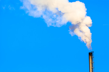 Power plant smokestack with carbon emission - co2, dioxide or fossil fuel. Air pollution by...