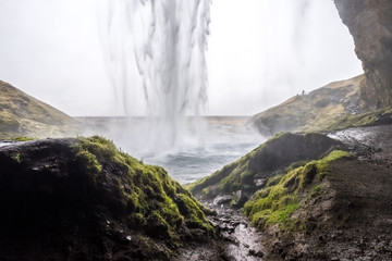 Landscape around Seljalandsfoss waterfall in Iceland