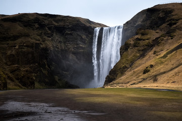 Fototapeta na wymiar Landscape around Skogafoss waterfall in Iceland 